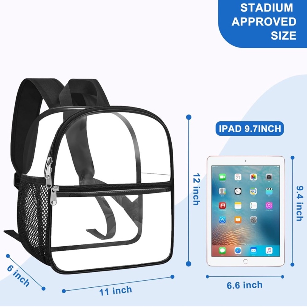 Clear Stadium Approved Backpack Waterproof 12x6x12
